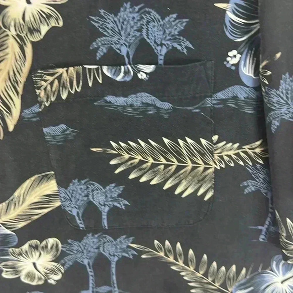 Vintage Silk Men’s Shirt 3XLT Black/Blue/Tan 100% Silk Hawaiian Tropical Island - Picture 7 of 10